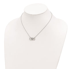 Sterling Silver Rhodium-plated w/CZ Heart w/Infinity Symbol Necklace QG4396-16