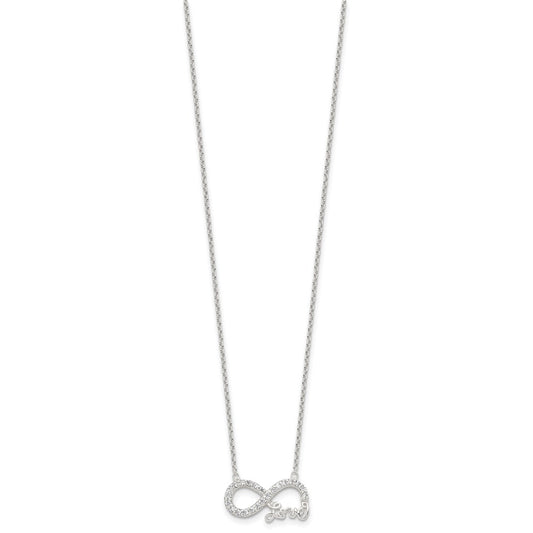 Sterling Silver Rhodium-plated CZ Infinity LOVE Necklace QG4399-18