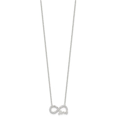 Sterling Silver Rhodium-plated CZ Infinity LOVE Necklace QG4399-18