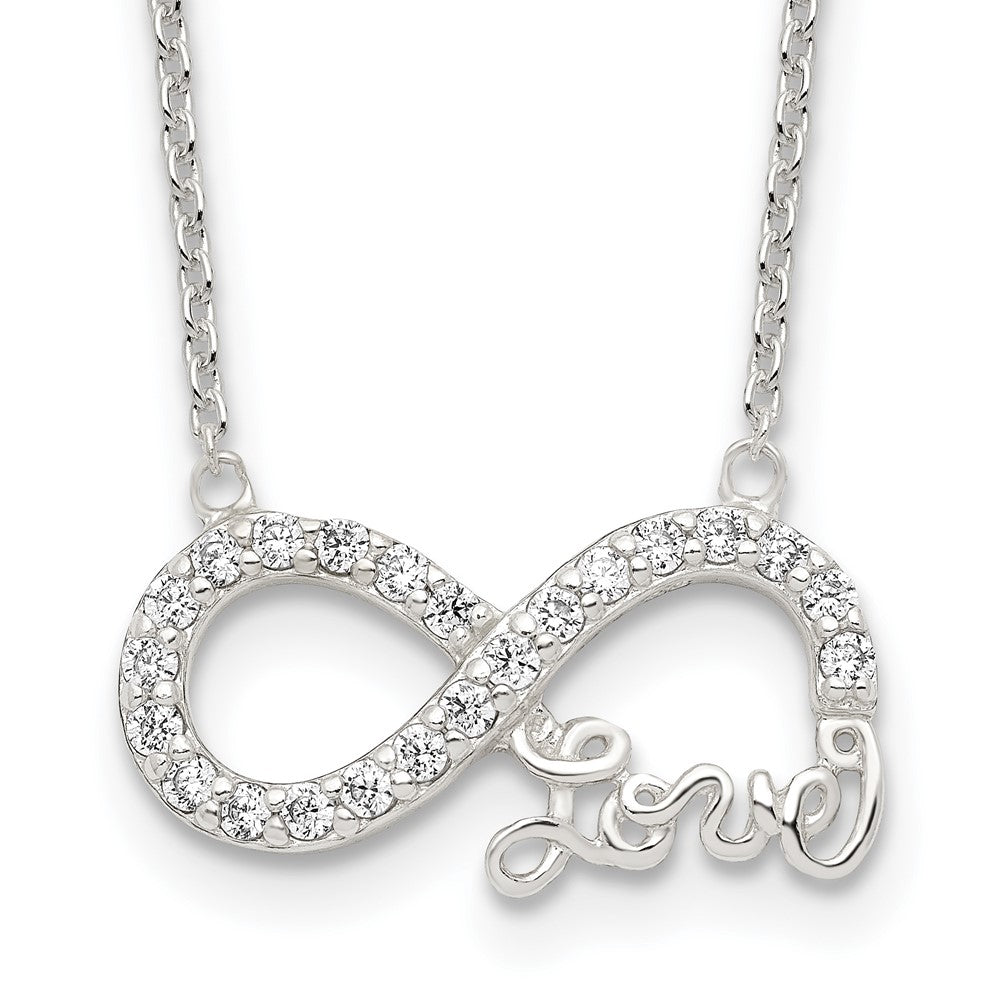Sterling Silver Rhodium-plated CZ Infinity LOVE Necklace QG4399-18