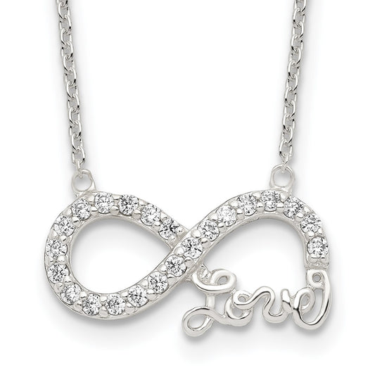 Sterling Silver Rhodium-plated CZ Infinity LOVE Necklace QG4399-18