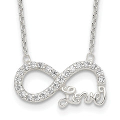 Sterling Silver Rhodium-plated CZ Infinity LOVE Necklace QG4399-18