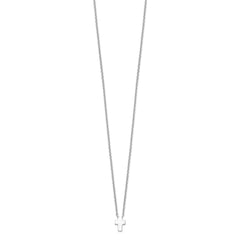 Sterling Silver Rhodium-plated w/2in ext. Polished Cross Necklace QG4401-15