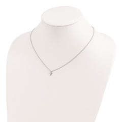 Sterling Silver Rhodium-plated w/2in ext. Polished Cross Necklace QG4401-15