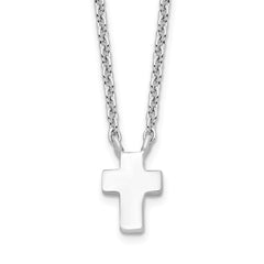 Sterling Silver Rhodium-plated w/2in ext. Polished Cross Necklace QG4401-15