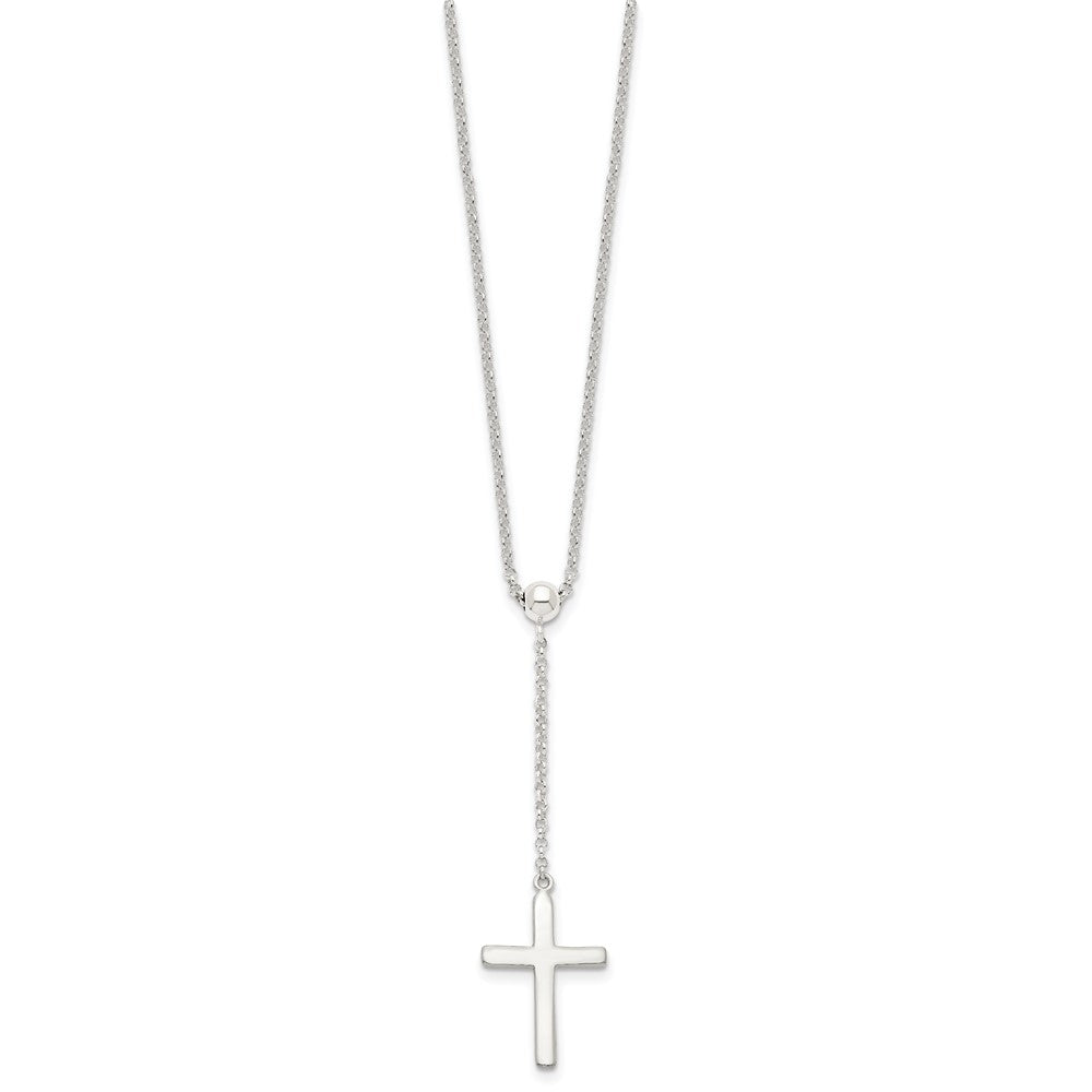 Sterling Silver Polished Cross Adjusts up to 23.5 inch Necklace QG4405-23