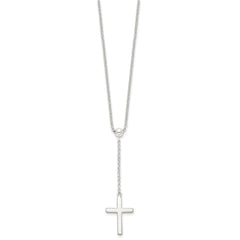 Sterling Silver Polished Cross Adjusts up to 23.5 inch Necklace QG4405-23