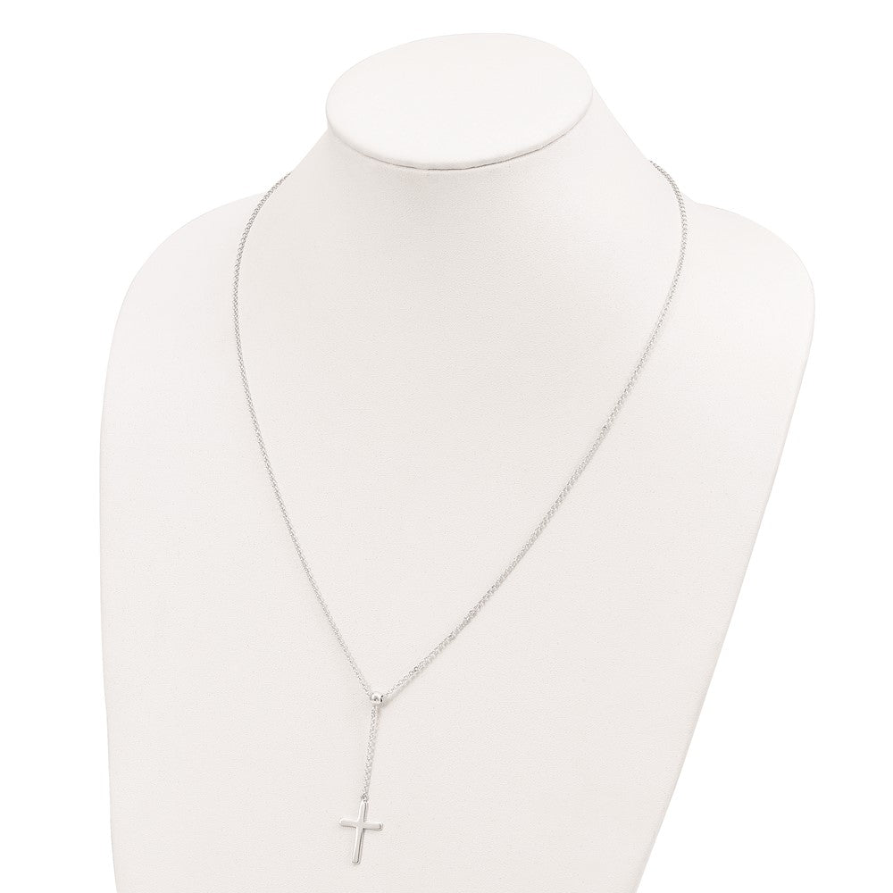 Sterling Silver Polished Cross Adjusts up to 23.5 inch Necklace QG4405-23
