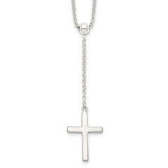 Sterling Silver Polished Cross Adjusts up to 23.5 inch Necklace QG4405-23