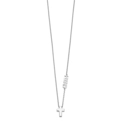 Sterling Silver Rhodium-plated FAITH w/Cross Necklace QG4407-18