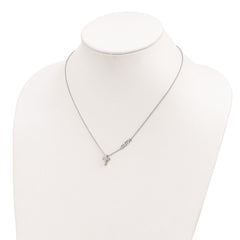 Sterling Silver Rhodium-plated FAITH w/Cross Necklace QG4407-18