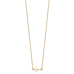 Sterling Silver Gold-tone w/ 2in ext. Sideways Cross Necklace QG4410GP-16