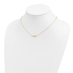 Sterling Silver Gold-tone w/ 2in ext. Sideways Cross Necklace QG4410GP-16