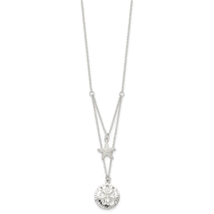 Sterling Silver Starfish and Sand Dollar 18 inch 2-strand Necklace QG4426-18