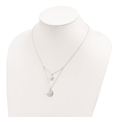 Sterling Silver Starfish and Sand Dollar 18 inch 2-strand Necklace QG4426-18