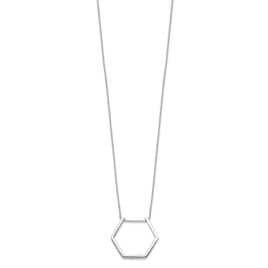 Sterling Silver Rhodium-plated Hexagon Necklace QG4429-18