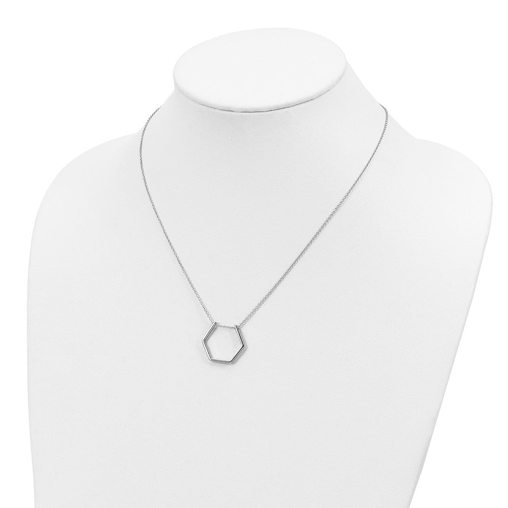 Sterling Silver Rhodium-plated Hexagon Necklace QG4429-18