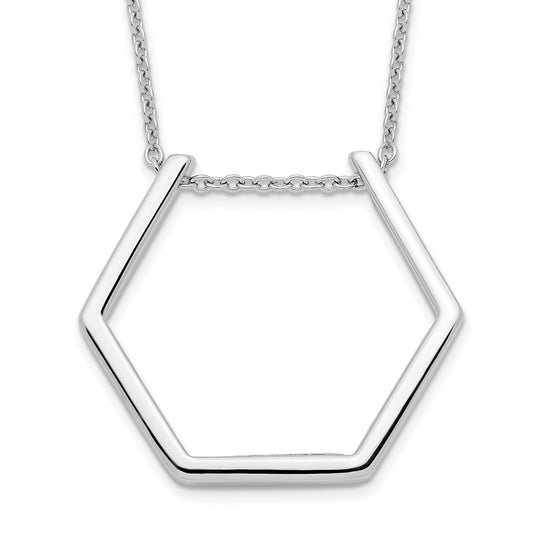 Sterling Silver Rhodium-plated Hexagon Necklace QG4429-18