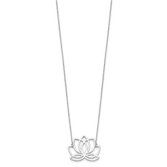 Sterling Silver Rhodium-plated Polished Lotus Flower 18 inch Necklace QG4460-18