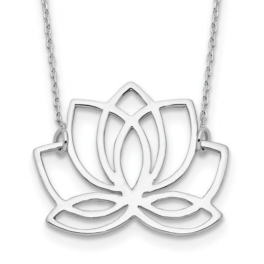 Sterling Silver Rhodium-plated Polished Lotus Flower 18 inch Necklace QG4460-18