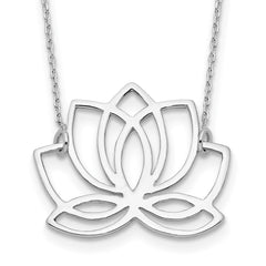 Sterling Silver Rhodium-plated Polished Lotus Flower 18 inch Necklace QG4460-18