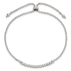 Sterling Silver Rhodium-plated CZ Adjustable Bracelet QG4544