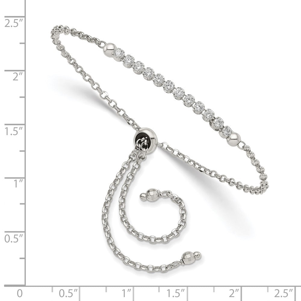 Sterling Silver Rhodium-plated CZ Adjustable Bracelet QG4544
