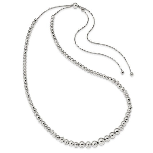 Sterling Silver Graduated Beads Adjustable Necklace QG4548-28