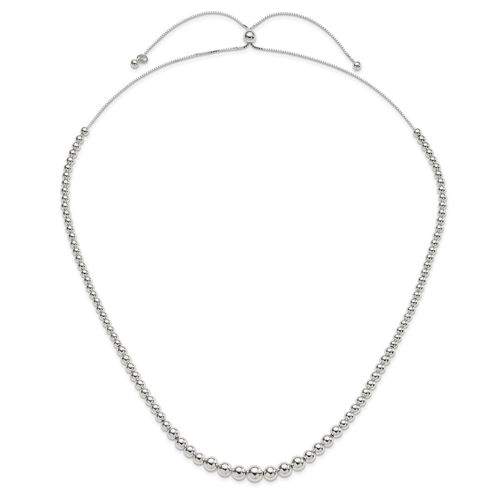 Sterling Silver Graduated Beads Adjustable Necklace QG4548-28