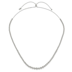 Sterling Silver Graduated Beads Adjustable Necklace QG4548-28