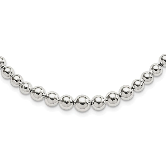 Sterling Silver Graduated Beads Adjustable Necklace QG4548-28