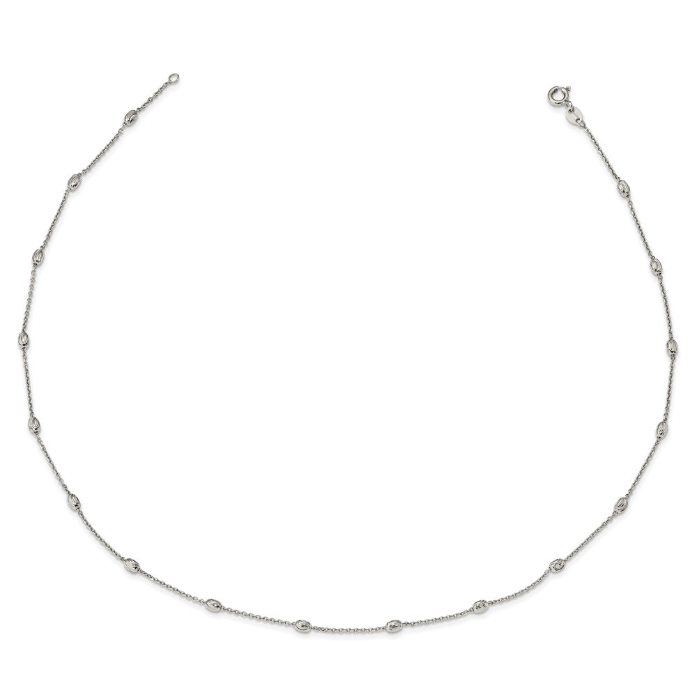Sterling Silver Rhodium-plated Diamond-cut Beaded Necklace QG4549-18