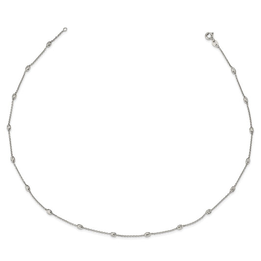 Sterling Silver Rhodium-plated Diamond-cut Beaded Necklace QG4549-18