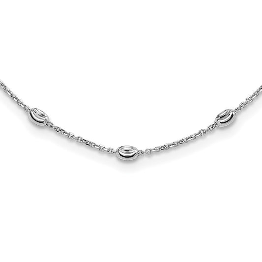 Sterling Silver Rhodium-plated Diamond-cut Beaded Necklace QG4549-18