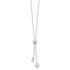 Sterling Silver 2mm Long Cable Link Heart Adjustable Necklace QG4549-36