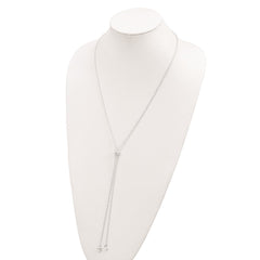 Sterling Silver 2mm Long Cable Link Heart Adjustable Necklace QG4549-36