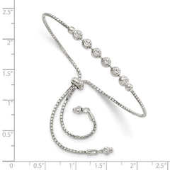 Sterling Silver Rhodium-plated Diamond-cut Beaded Adjustable Bracelet QG4550