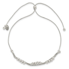 Sterling Silver Polished Beaded 2-Strand Adjustable Bracelet QG4555