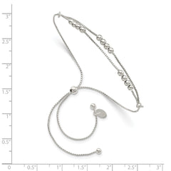 Sterling Silver Polished Beaded 2-Strand Adjustable Bracelet QG4555