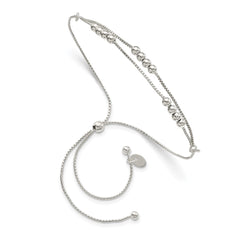 Sterling Silver Polished Beaded 2-Strand Adjustable Bracelet QG4555