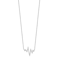 Sterling Silver Rhodium-plated CZ Heartbeat Necklace QG4585-18