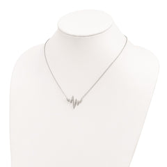 Sterling Silver Rhodium-plated CZ Heartbeat Necklace QG4585-18