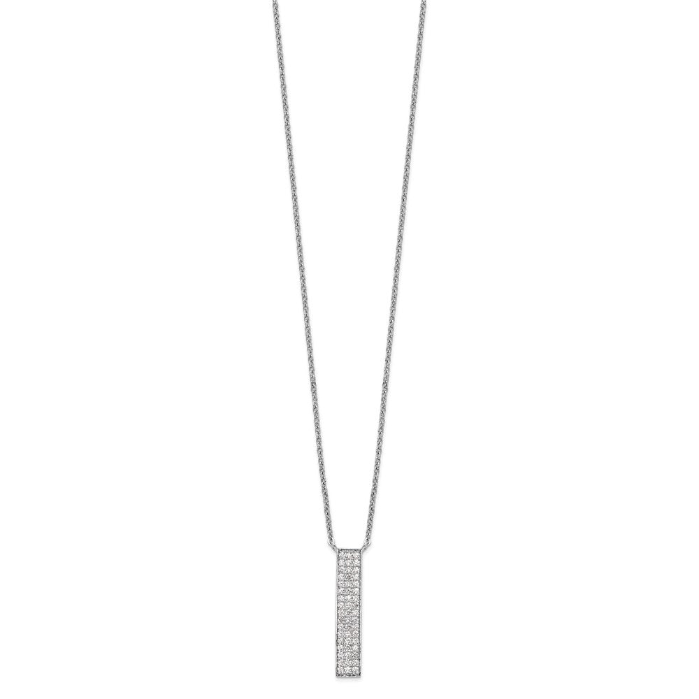 Sterling Silver Rhodium-plated CZ Dangle Bar Necklace QG4631-18