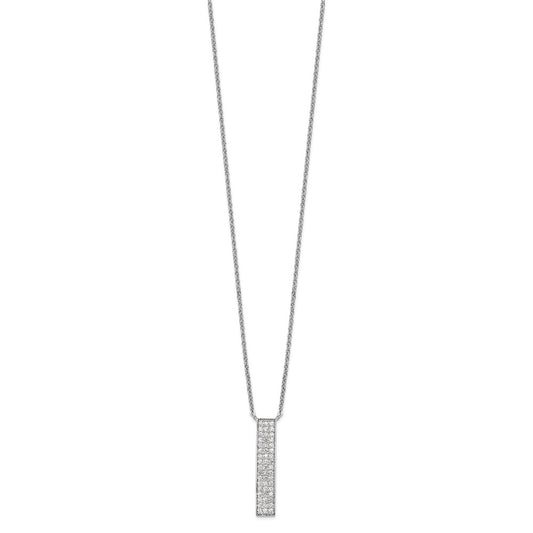 Sterling Silver Rhodium-plated CZ Dangle Bar Necklace QG4631-18