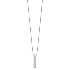 Sterling Silver Rhodium-plated CZ Dangle Bar Necklace QG4631-18