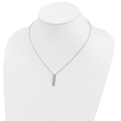 Sterling Silver Rhodium-plated CZ Dangle Bar Necklace QG4631-18