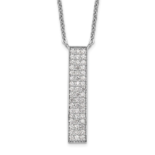 Sterling Silver Rhodium-plated CZ Dangle Bar Necklace QG4631-18