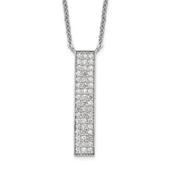 Sterling Silver Rhodium-plated CZ Dangle Bar Necklace QG4631-18
