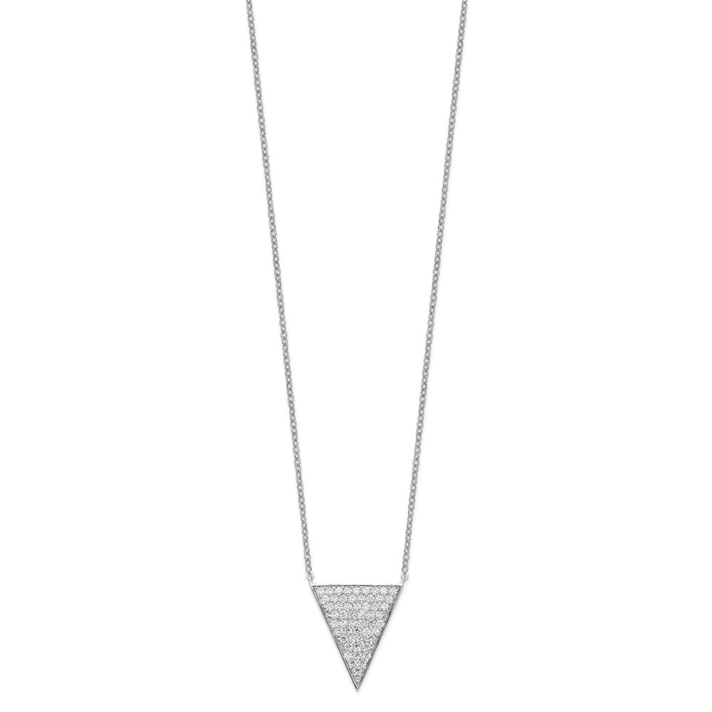 Sterling Silver Rhodium-plated CZ Triangle Dangle Necklace QG4632-18