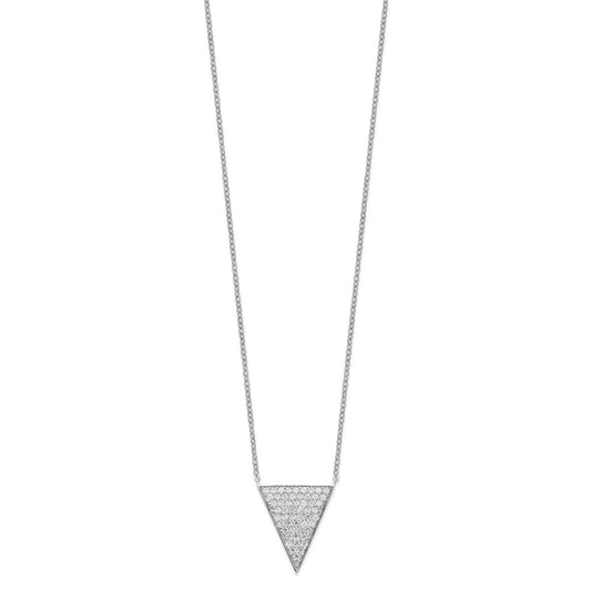 Sterling Silver Rhodium-plated CZ Triangle Dangle Necklace QG4632-18